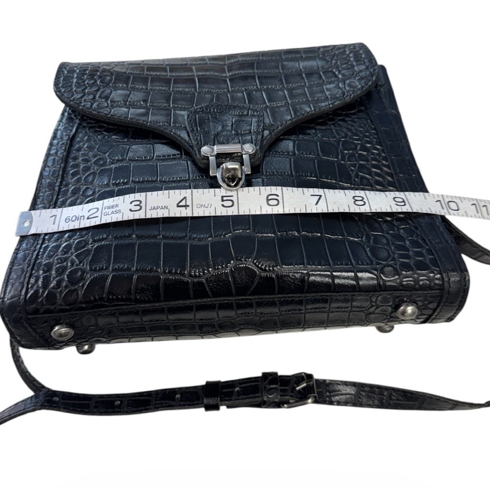 Patricia Nash - Croc Embossed Ashmore Crossbody Black Satchel - Picture 4 of 11